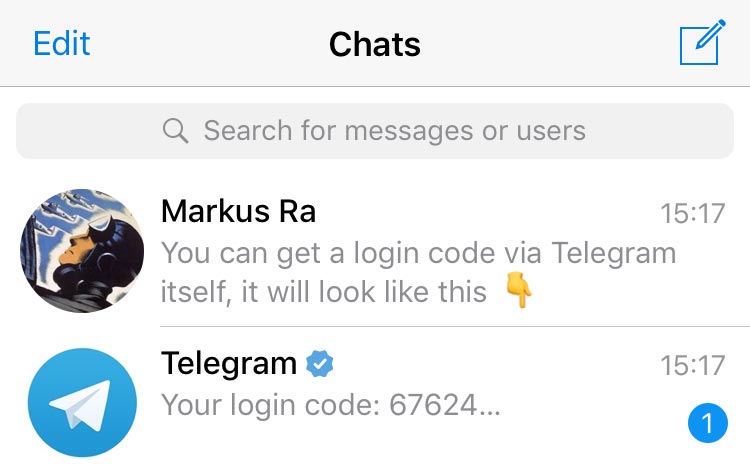 通过 Telegram 获取登录验证码